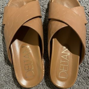 Ladies animal print leather sandals